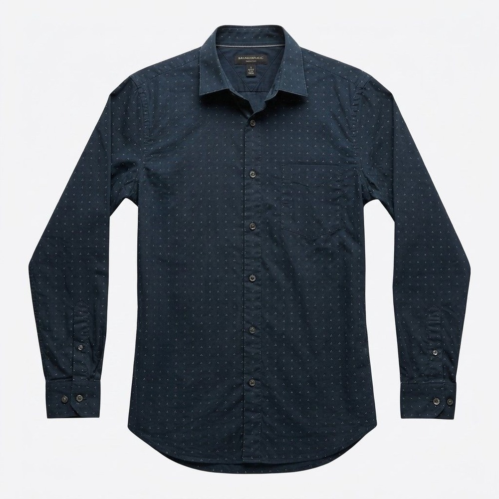 Banana Republic Camden Standard Fit Navy Blue Geometric Dot Print Shirt‎ Mens M